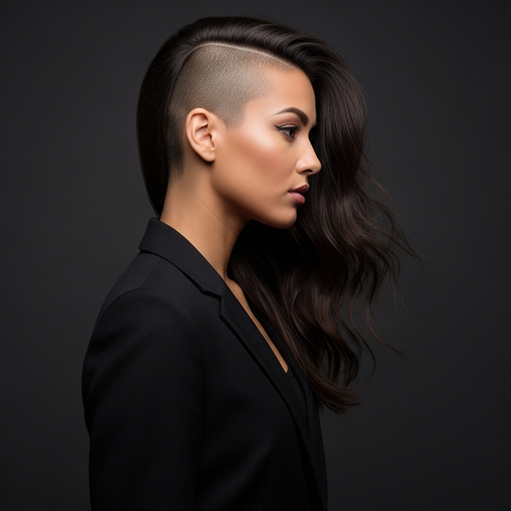 Half Shaved Long Hair